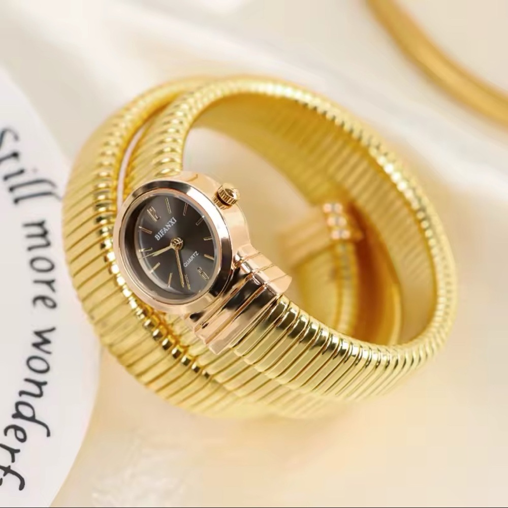 NEW Rocky IV Adrian Balboa Talia Shire Serpentine Snake Watch Gold/ Gray Face